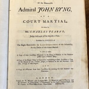 1757 The Trial & Court Martial of Admiral John Byng Folio Size Full Leather