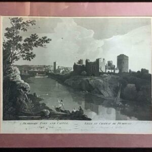 1775 Copper Engraving of Pembroke Town & Castle by John Boydell