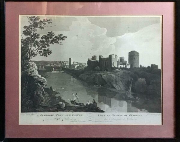 1775 Copper Engraving of Pembroke Town & Castle by John Boydell