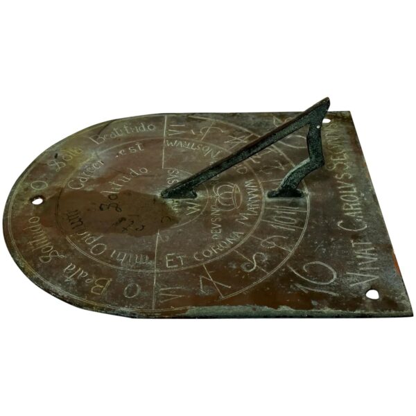 17th Century Bronze Garden Sundial Plate Gnomon Timepiece King Charles II Lives