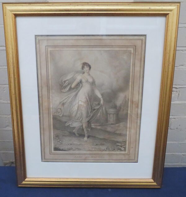 1807 Stipple Engraving after Richard Cosway Aquatint Lady Heathcote