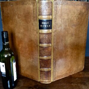 1814 Folio Sized Holy Bible Leather Binding Copper Plates & Maps