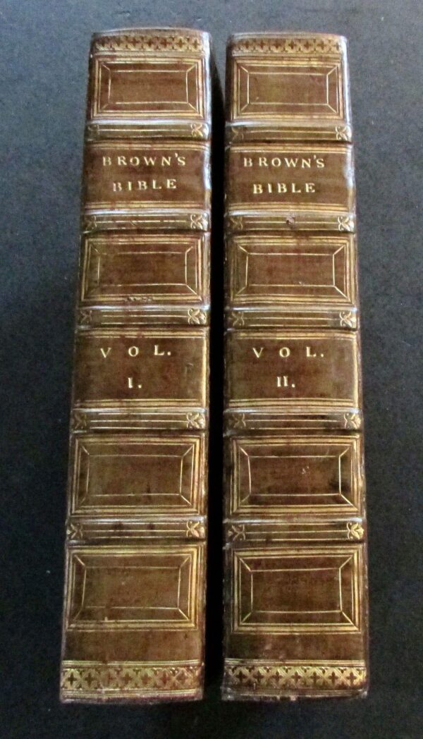 1815 Large Full Leather Bound Holy Bibles with Inscription for An 1860 Shipwreck - Complete in 2 Volumes