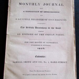 1837 The Calcutta Monthly Journal - Opium Questions, Indian Magic, Inquests