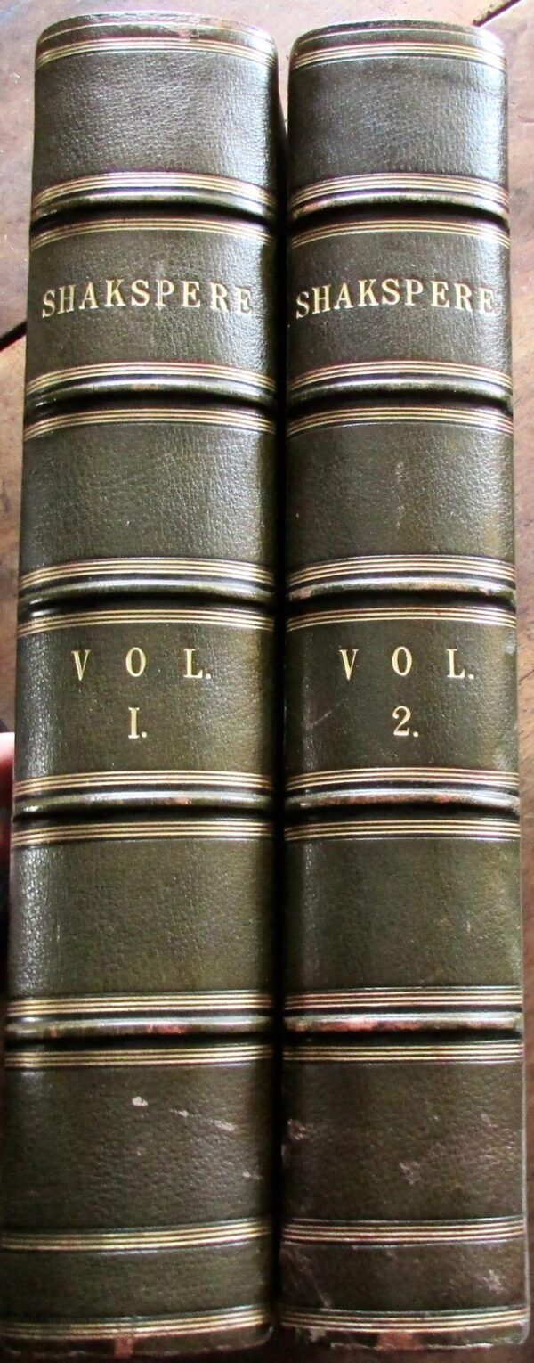 1870 The Works of Shakspere Imperial Edition Folio Size Set + Steel Engravings - Complete in Two Volumes