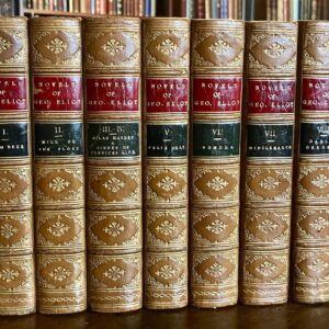 1880 the Works of George Eliot 8 x Volume Set Tan Leather & Gilt Bindings