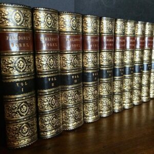 1882 Works of Henry Fielding 10 x Large Leather Volumes Ltd Ed Set Illustrated