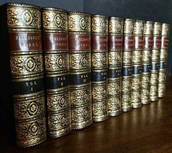 1882 Works of Henry Fielding 10 x Large Leather Volumes Ltd Ed Set Illustrated