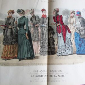 1883 Milliners & Dressmakers Large Fashion Book, Hand Coloured Plates