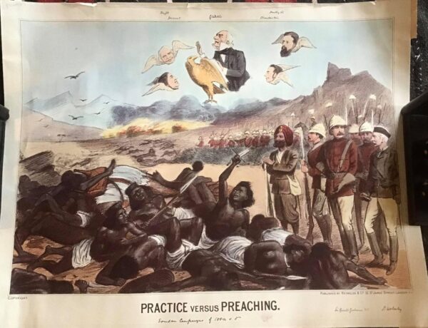 1885 Anti Gladstone Cartoon Practice vs Preaching, Sudan Military Campaigns