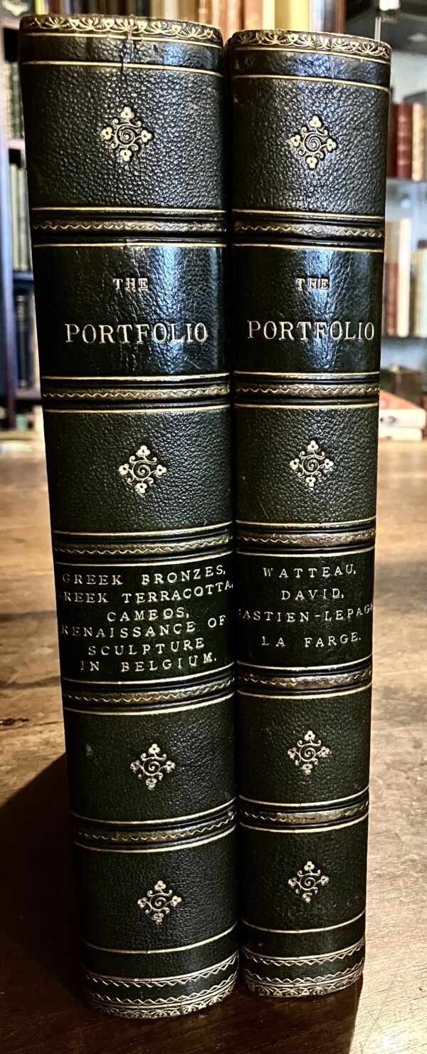 1890s The Portfolio 2 x Leather Volumes Greek Bronzes Cameos Artists Sculptures