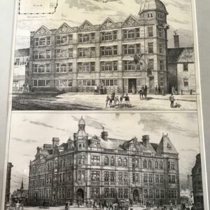 1891 Lithograph of Fullers Coach Factory Bristol + New Banks & Suites