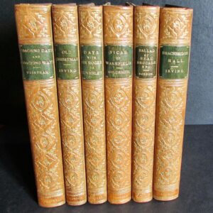 1892 Collection of Zaehnsdorf Leather Books Washington Irving + Oliver Goldsmith