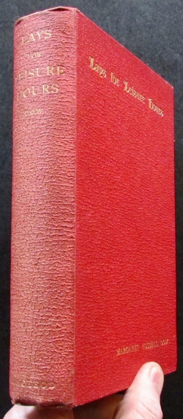 1892 Lays For Leisure Hours by Margaret Russell Dow Rare Scottish Poetry Signed Edition