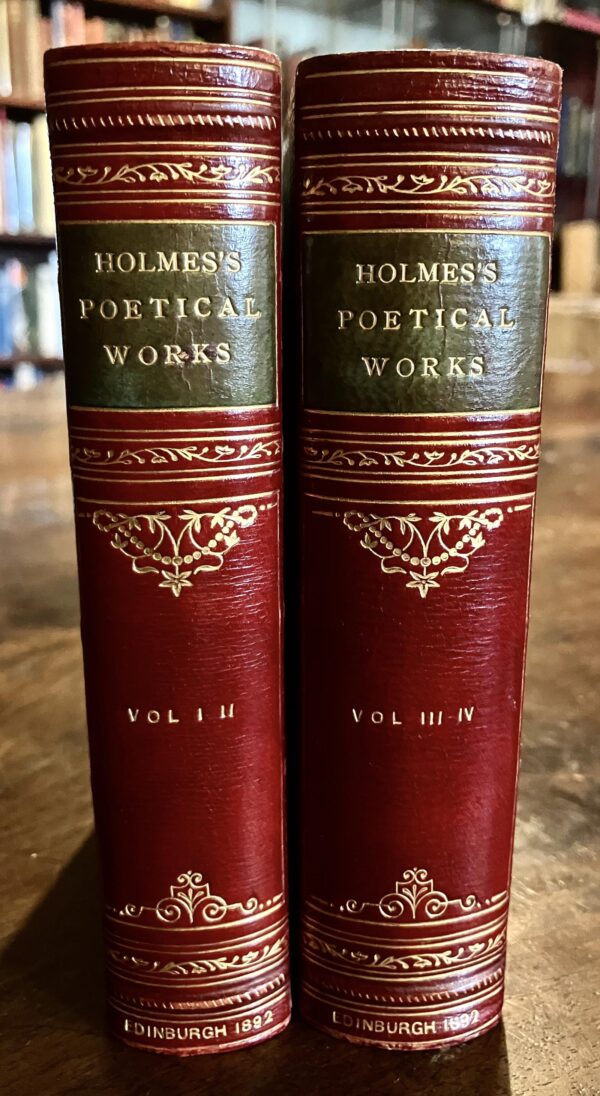 1892 Poetical Works of Oliver Wendell Holmes 4 X Volume Set Fine Leather Covers