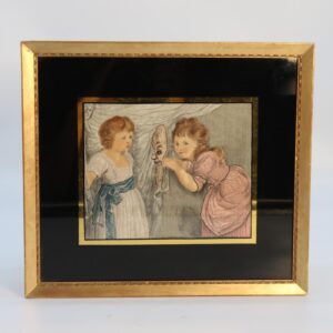 19th Century Hand Painted & Silk Needlework Picture Entitled The Mask