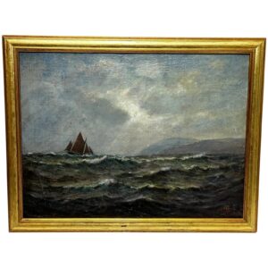 19th Century Marine Oil Painting Spring Breeze & Squally Garwick Bay Isle of Man