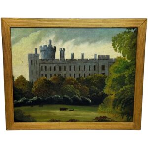 19th Century Oil Painting Architectural Historic Arundel Castle After James Canter