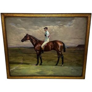 19th Century Oil Painting Melton Bay Hunter Race Horse Jockey Fred Archer Up