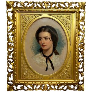 19th Century Oil Painting Portrait Lady Sarah Sophia Wood Née Clark by John Wood