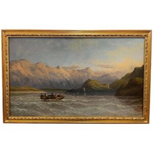 19th Century Oil Painting Scottish Highlands Loch Lomond Signed F W Bartholomew