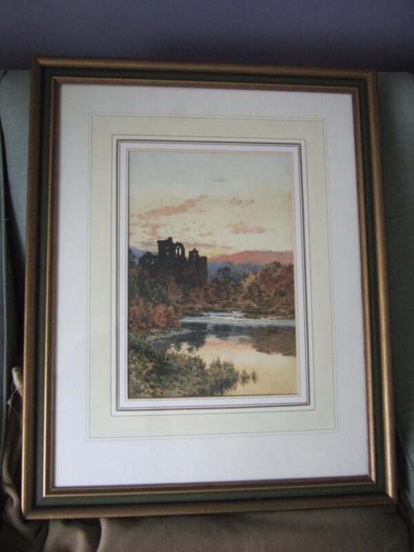 19th Century Watercolour of a Romantic Ruin- Illegibly Signed