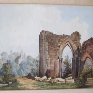 19th Century Watercolour of Newminster Abbey, Northumberland.