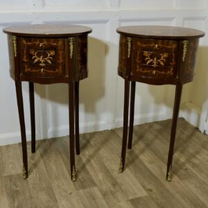 A Pair of French Oval Side Tables or Bedside Cabinets