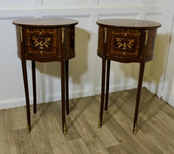 A Pair of French Oval Side Tables or Bedside Cabinets