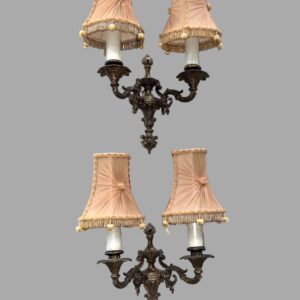 A Pair of Ornate Double Wall Light Sconces