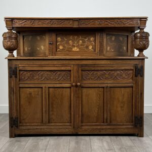 Antique 20th Century Elizabethan Style Court Cupboard In Oak