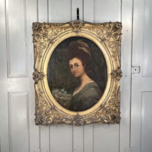 Antique Georgian Early Victorian Oil Painting Portrait of a Society Lady