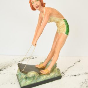 Art Deco Chalkware / Plaster of Paris Figure of a Water-skiing Woman