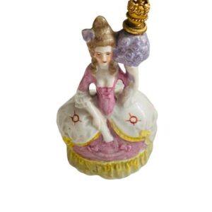 Art Deco German Porcelain Sitzendorf Lady with Flower Urn Crown Top Perfume Scent Bottle c.1930