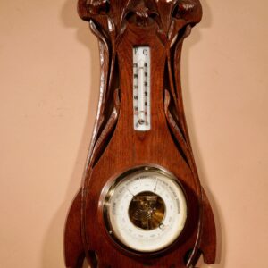 Art Nouveau Very Stylish Dutch Oak Barometer