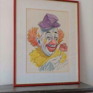 Clown with Rose Inscribed New Orleans Signed by Alexander Fedorsky - Watercolour