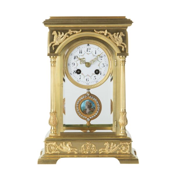 Exquisite French Four Glass Mantel Clock