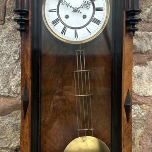 Fantastic Walnut & Ebonised Vienna Wall Clock – Ca 1890