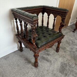 Gothic Chair in Green Upholstery