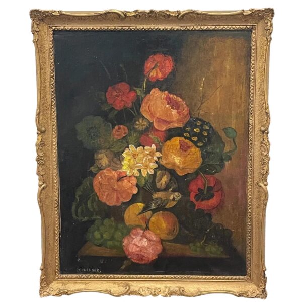 Impressionist Still Life Flowers Roses Oil Painting by Dorothy Pulford c.1950