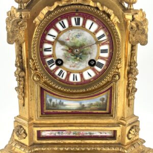 Impressive Victorian Pink Sevres Ormolu Case Mantle Clock ca.1870