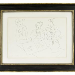 “Jeunes Filles et Fleurs” – A Henri Matisse Ink Drawing of Two Women and a Vase of Flowers