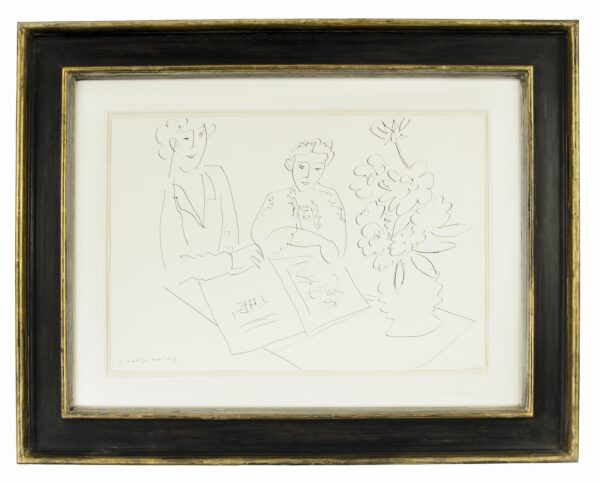 “Jeunes Filles et Fleurs” – A Henri Matisse Ink Drawing of Two Women and a Vase of Flowers