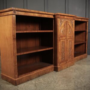 Large Pollard Oak Dwarf Breakfront Bookcase