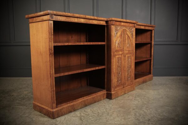 Large Pollard Oak Dwarf Breakfront Bookcase