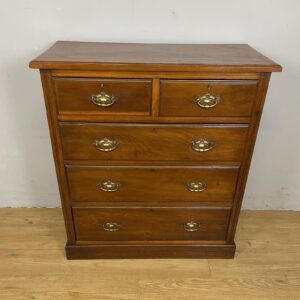 Late C19th Walnut Four Height Chest of Drawers with Solid Brass Handles