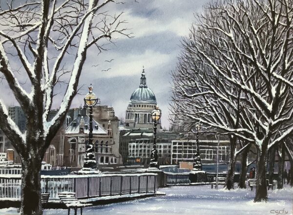 London’s southbank in the snow