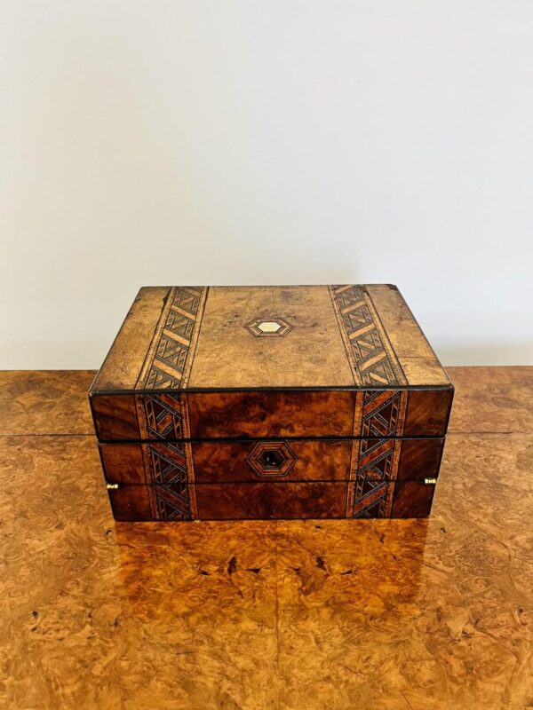 Lovely Antique Victorian Tunbridge Ware Inlaid Writing Box