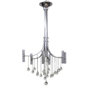 Mid 20th Century Chrome & Crystal Chandelier by Sciolari