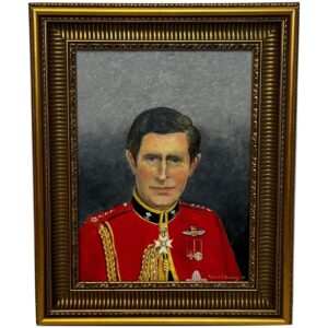 Oil Painting Royalty Portrait Prince of Wales Colonel in Chief Red Mess Dress